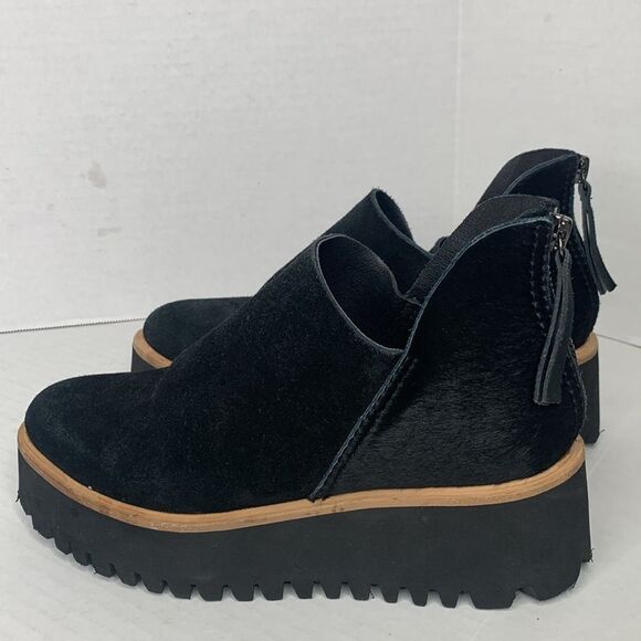 All Black suede calf hair platform threaded booties - Picture 6 of 10